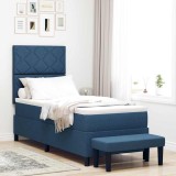 VidaXL Pat cu arcuri cu saltea albastru 80 x 200 cm țesătură 3344106