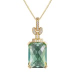 Cumpara ieftin Medalion din Argint 925 Placat cu Aur cu Cristal Rectangular Verde Zirconii