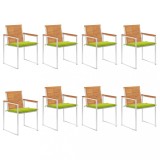 vidaXL Scaune de grădină cu perne, 8 buc., lemn masiv de acacia 3078535