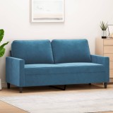 Gossi canapea cu 2 locuri, albastru, 140 cm, catifea