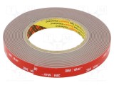Bandă de fixare 3M acril gri 15mm x 5,5m x 1,6mm 39N/cm
