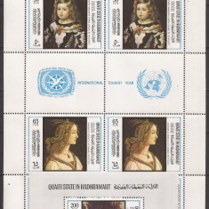 ADEN ( HADHRAMAUT ) 1967 PICTURA ( bloc + colita dantelate ) MNH