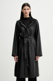 Rains geacă A-Line Longer W Jacket W3 culoarea negru, de tranzitie, 12040
