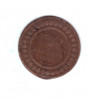 Moneda Tunisia 5 centimes 1891, uzata, lovita pe cant, Africa, Cupru (arama)