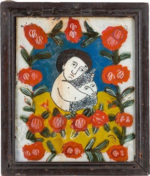 Sf. Ioan cu mielul, Icoana Romaneasca pe glaja, Atelier Nicula, Secol XIX