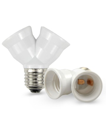 Convertor dulie fitting fasung E27 la 2 x E27 foto