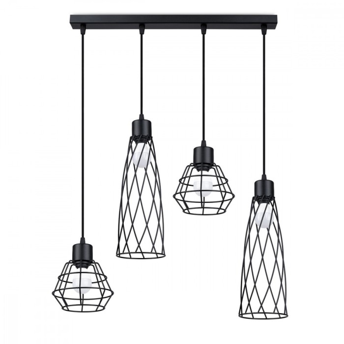 Lampă suspendată SUBA 4L negru, Sollux Lighting