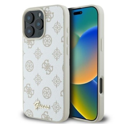 Husa pentru iPhone 16 Pro - Guess Peony Script MagSafe (GUHMP16LPGPYSH) - White foto
