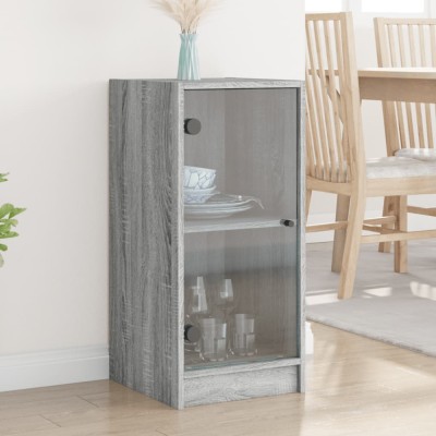 vidaXL Dulap lateral cu uși din sticlă, gri sonoma, 35x37x75,5 cm 836404 foto
