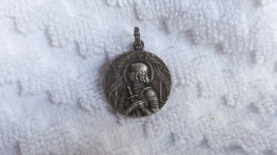 MEDALION vechi IOANA D&amp;#039;ARC rar FRANTA art nouveau 1900 manopera EXCEPTIONALA foto