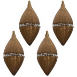 Set 4 globuri din sticla maro aurie 7x7x14 cm