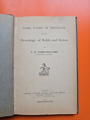 Some Points of Similarity in the Phonology of Welsh and Breton - T. H. Parry-Williams foto