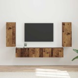 Cumpara ieftin Set Dulap pentru Televizor Montat pe Perete 4 buc. Lemn vechi