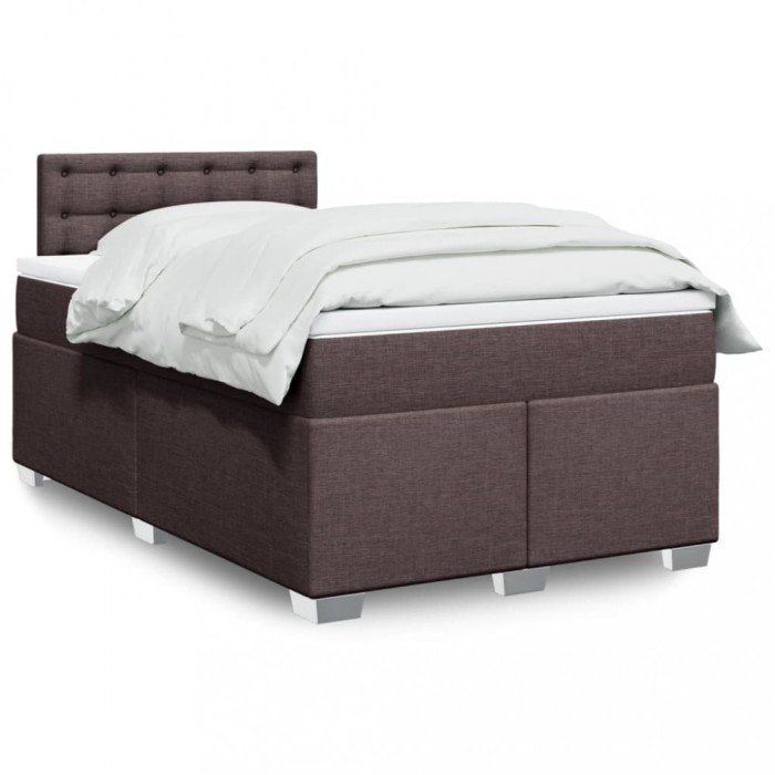 vidaXL Pat box spring cu saltea, maro &icirc;nchis, 120x200 cm, textil