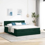 Cumpara ieftin Cadru de pat otoman cu saltele Verde inchis 200x200cm catifea
