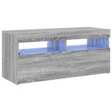 Cumpara ieftin Comoda TV cu lumini LED, gri sonoma, 90x35x40 cm