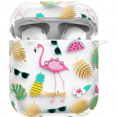 Husa De Protectie Flamingo cu cristale swarovski pentru Airpods Multicolor foto