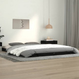 Cadru de pat, negru, 140x190 cm, lemn masiv de pin, vidaXL
