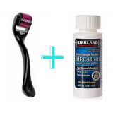 Minoxidil Kirkland 5%, 1 Luna Aplicare +Dermaroller, Tratament Pentru Barba / Scalp