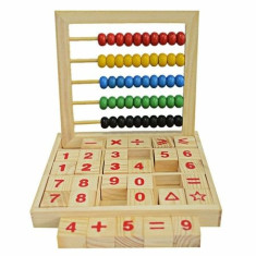 Abac din lemn cu numaratoare, cifre si simboluri matematice