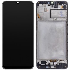 Display cu Touchscreen Samsung Galaxy M21 M215 / M30s M307, cu Rama, Negru, Service Pack GH82-21265A foto