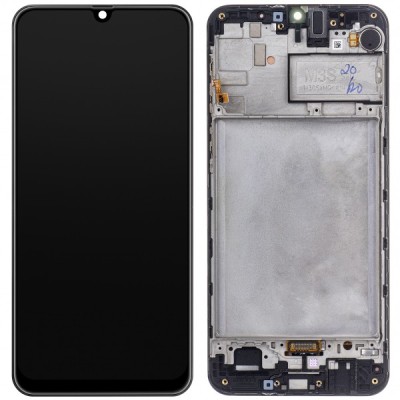 Display cu Touchscreen Samsung Galaxy M21 M215 / M30s M307, cu Rama, Negru, Service Pack GH82-21265A foto