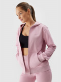 Hanorac de trening cu fermoar și glugă pentru femei - roz pudrat, 4F Sportswear