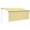 Copertina retractabila manual cu stor, galben&amp;alb, 3,5x2,5 m