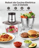 Cumpara ieftin Tocator electric Bear, 600W, 2 viteze, 2 cuve 2L sticla + 1.8L inox, 4 lame inox, tocat carne, legume
