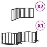 Cumpara ieftin Poarta caini pliabila cu usa 8 panouri negru 640 cm, lemn plop