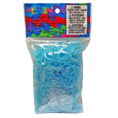 Set Elastice Rainbow Loom Fosforescente Albastru foto