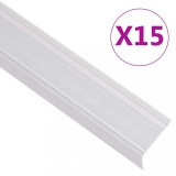 VidaXL Profile trepte &icirc;n formă de L, 15 buc, argintiu, 90 cm, aluminiu