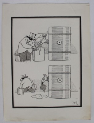 HOTUL DE BENZINA , CARICATURA de VICTOR TIMOC , ANII &amp;#039;70 foto