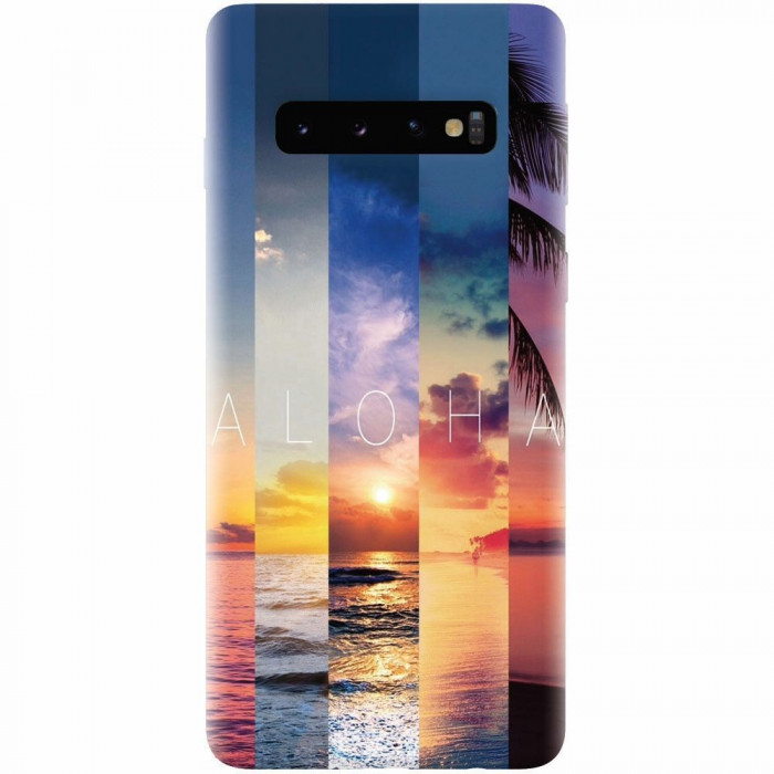 Husa silicon pentru Samsung Galaxy S10, Aloha Summer Stripes