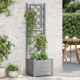Cumpara ieftin Jardinieră de grădină cu spalier, gri piatră, 43x43x142 cm, PP
