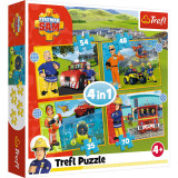 Puzzle Trefl 4 in 1 - Pompierul Sam, Curajosul Sam, 35/48/54/70 piese