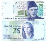 Pakistan 75 Rupii 2023 A-75 a aniversare a Bancii de Stat P-57 UNC