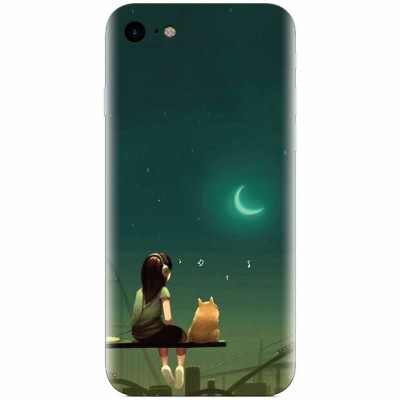 Husa silicon pentru Apple Iphone 8, Cat And Girl foto