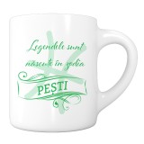 Cana alba personalizata "Legendele sunt nascute in zodia Pesti", INOVATIX&reg;. 330ml