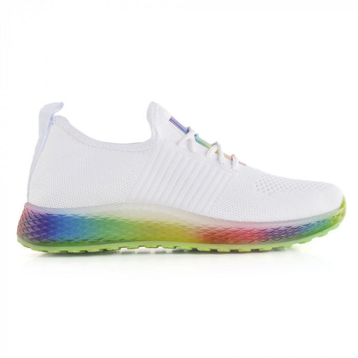 Pantofi Sport De Dama Rainbow Alb Cu Fosforescent