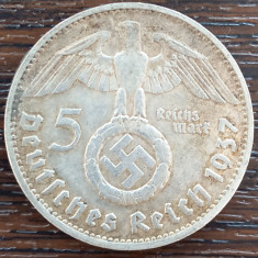 (A1031) MONEDA DIN ARGINT GERMANIA - 5 REICHSMARK 1937, LIT. D, VAR. CU SWASTIKA