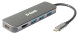 Docking Station D-Link DUB-2333 USB Type-C, 60W, Gri, cu HDMI si USB 3.0
