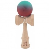 Kendama X Originala, Kendama Profesionala din Lemn, Rubber Grip, 18 cm, Rosu/Verde