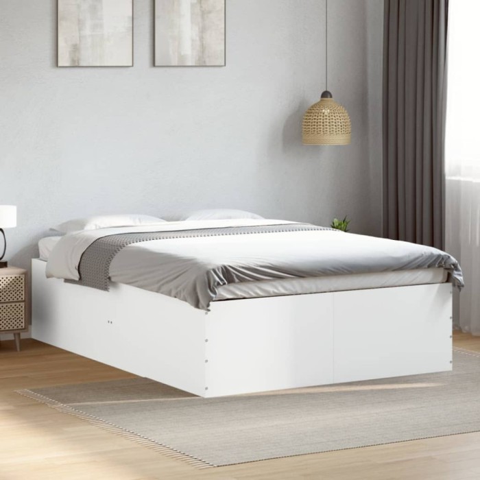 Cadru de pat, alb, 140x200 cm, lemn prelucrat