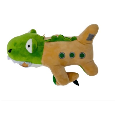 Jucarie Moale de Plus de Tip Breloc, Flippy, Model Italian Brainrot Crocodilul Avion Bombardiro Crocodilo, 17 x 8 cm, Verde Maro foto
