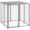 Padoc caini vidaXL argintiu 110x110x110 cm otel, protectie UV si apa, usa cu zavor