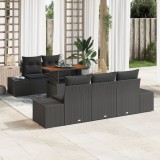 Gossi set de sofa de gradina cu 6 piese si perne negru poliratan