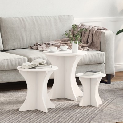 Set de măsuțe de cafea 3 pcs Alb 46 x 46 x 47 cm foto