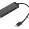 Hub USB 3.0 Negru 4 Porturi USB-A și USB-C