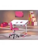 Birou ergonomic pentru copii HM Collorido, inaltime reglabila, unghi inclinare ajustabil, cadru metalic, MDF, 100x66x69-84 cm, alb